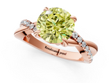 Rose gold Fancy Yellow Round  Cut Twist Band Solitaire Diamond Ring with Pavé Setting_4