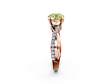 Rose gold Fancy Yellow Round  Cut Twist Band Solitaire Diamond Ring with Pavé Setting_5