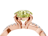 Rose gold Fancy Yellow Round  Cut Twist Band Solitaire Diamond Ring with Pavé Setting_7