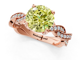 Rose gold Fancy Yellow Round  Cut Twisted Pavé Band Solitaire Ring with Four-Prong Setting_1