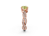 Rose gold Fancy Yellow Round  Cut Twisted Pavé Band Solitaire Ring with Four-Prong Setting_2