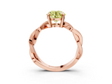 Rose gold Fancy Yellow Round  Cut Twisted Pavé Band Solitaire Ring with Four-Prong Setting_3