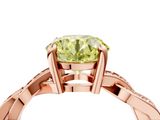 Rose gold Fancy Yellow Round  Cut Twisted Pavé Band Solitaire Ring with Four-Prong Setting_4