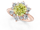 Rose gold Fancy Yellow Round  Diamond Cluster Halo Ring with Solitaire Band and Four-Prong Setting_1