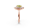 Rose gold Fancy Yellow Round  Diamond Cluster Halo Ring with Solitaire Band and Four-Prong Setting_2