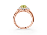 Rose gold Fancy Yellow Round  Diamond Cluster Halo Ring with Solitaire Band and Four-Prong Setting_3