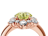 Rose gold Fancy Yellow Round  Diamond Cluster Halo Ring with Solitaire Band and Four-Prong Setting_4
