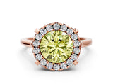 Rose gold Fancy Yellow Round  Diamond Cluster Halo Solitaire with Four-Prong Setting_29
