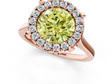 Rose gold Fancy Yellow Round  Diamond Cluster Halo Solitaire with Four-Prong Setting_30