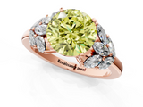 Rose gold Fancy Yellow Round  Diamond Cluster Leaf Design Ring with Prong Setting_1