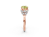 Rose gold Fancy Yellow Round  Diamond Cluster Leaf Design Ring with Prong Setting_2