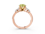 Rose gold Fancy Yellow Round  Diamond Cluster Leaf Design Ring with Prong Setting_3