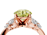 Rose gold Fancy Yellow Round  Diamond Cluster Leaf Design Ring with Prong Setting_4