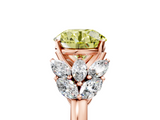 Rose gold Fancy Yellow Round  Diamond Cluster Leaf Design Ring with Prong Setting_5