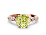Rose gold Fancy Yellow Round  Diamond Cluster Prong-Set Solitaire Ring