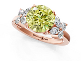 Rose gold Fancy Yellow Round  Diamond Floral Cluster Ring with Solitaire Band and Prong Setting_1