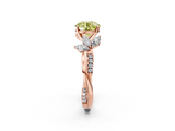 Rose gold Fancy Yellow Round  Diamond Floral Vine Solitaire Engagement Ring_2