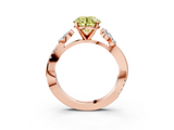 Rose gold Fancy Yellow Round  Diamond Floral Vine Solitaire Engagement Ring_3