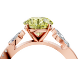 Rose gold Fancy Yellow Round  Diamond Floral Vine Solitaire Engagement Ring_4