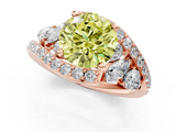 Rose gold Fancy Yellow Round  Diamond Halo Ring with Marquise and Pavé Band in Prong Setting_1