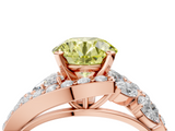 Rose gold Fancy Yellow Round  Diamond Halo Ring with Marquise and Pavé Band in Prong Setting_4