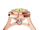 Rose gold Fancy Yellow Round  Diamond Halo Ring with Milgrain Frame and Pavé Band 4