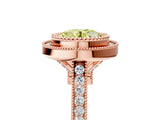 Rose gold Fancy Yellow Round  Diamond Halo Ring with Milgrain Frame and Pavé Band 5