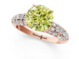 Rose gold Fancy Yellow Round  Diamond Pavé Band Solitaire Ring with Four-Prong Setting_55