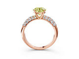 Rose gold Fancy Yellow Round  Diamond Pavé Band Solitaire Ring with Four-Prong Setting_57