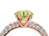 Rose gold Fancy Yellow Round  Diamond Pavé Band Solitaire Ring with Four-Prong Setting_58