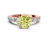Rose gold Fancy Yellow Round  Diamond Pavé Band Solitaire with Four-Prong Setting
