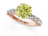 Rose gold Fancy Yellow Round  Diamond Pavé Band Solitaire with Four-Prong Setting_1