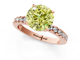 Rose gold Fancy Yellow Round  Diamond Pavé Band Solitaire with Four-Prong Setting_1