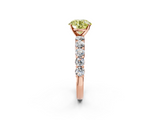 Rose gold Fancy Yellow Round  Diamond Pavé Band Solitaire with Four-Prong Setting_2