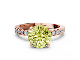 Rose gold Fancy Yellow Round  Diamond Pavé Band Solitaire with Four-Prong Setting