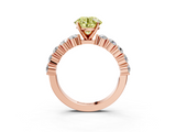 Rose gold Fancy Yellow Round  Diamond Pavé Band Solitaire with Four-Prong Setting_3