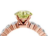 Rose gold Fancy Yellow Round  Diamond Pavé Band Solitaire with Four-Prong Setting_4