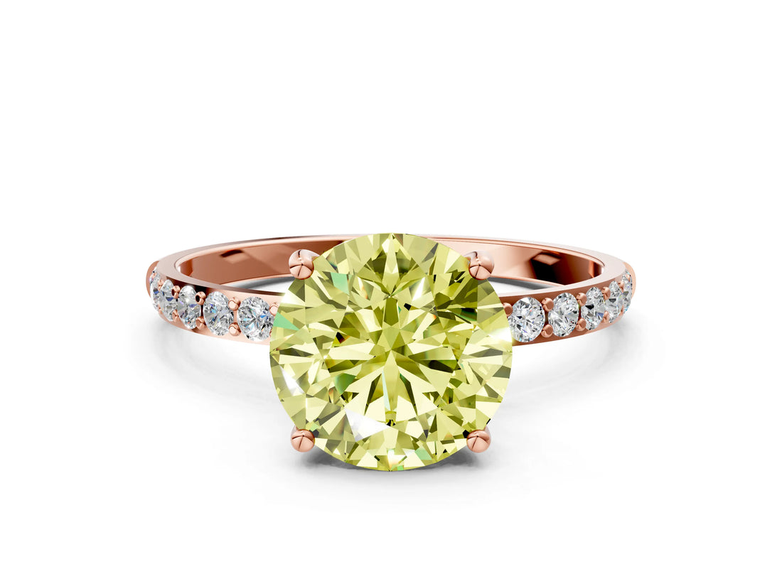 Rose gold Fancy Yellow Round  Diamond Pavé Band with Six-Prong Setting_27