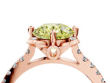 Rose gold Fancy Yellow Round  Diamond Pave Band with Floral Prong Setting_31