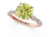 Rose gold Fancy Yellow Round  Diamond Prong Set Engagement Ring with Pave Band_1