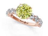 Rose gold Fancy Yellow Round  Diamond Prong Setting with Side Stones on a Pave Band_1