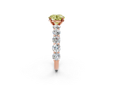 Rose gold Fancy Yellow Round  Diamond Prong Setting with Side Stones on a Pave Band_2