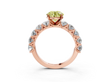 Rose gold Fancy Yellow Round  Diamond Prong Setting with Side Stones on a Pave Band_3