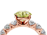 Rose gold Fancy Yellow Round  Diamond Prong Setting with Side Stones on a Pave Band_4