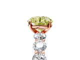 Rose gold Fancy Yellow Round  Diamond Prong Setting with Side Stones on a Pave Band_5