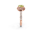 Rose gold Fancy Yellow Round  Diamond Solitaire Ring with Shared Prong Pavé Band_56