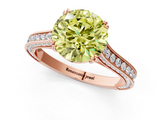 Rose gold Fancy Yellow Round  Diamond Solitaire with Pave Band and Six-Prong Setting_1