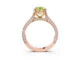 Rose gold Fancy Yellow Round  Diamond Solitaire with Pave Band and Six-Prong Setting_3