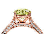 Rose gold Fancy Yellow Round  Diamond Solitaire with Pave Band and Six-Prong Setting_4