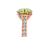 Rose gold Fancy Yellow Round  Diamond Solitaire with Pave Band and Six-Prong Setting_5